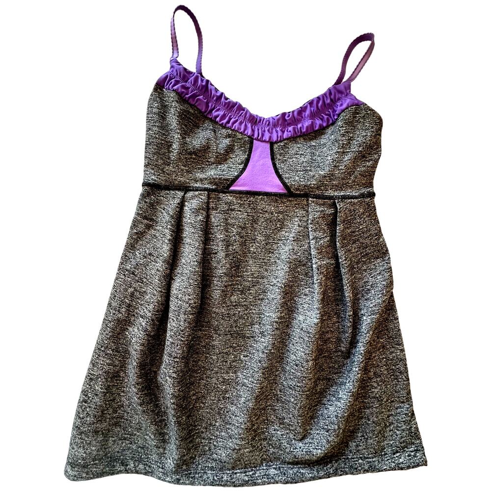 Lululemon Heathered Gray Purple Yogi‎ Dance Tank Top Size 6